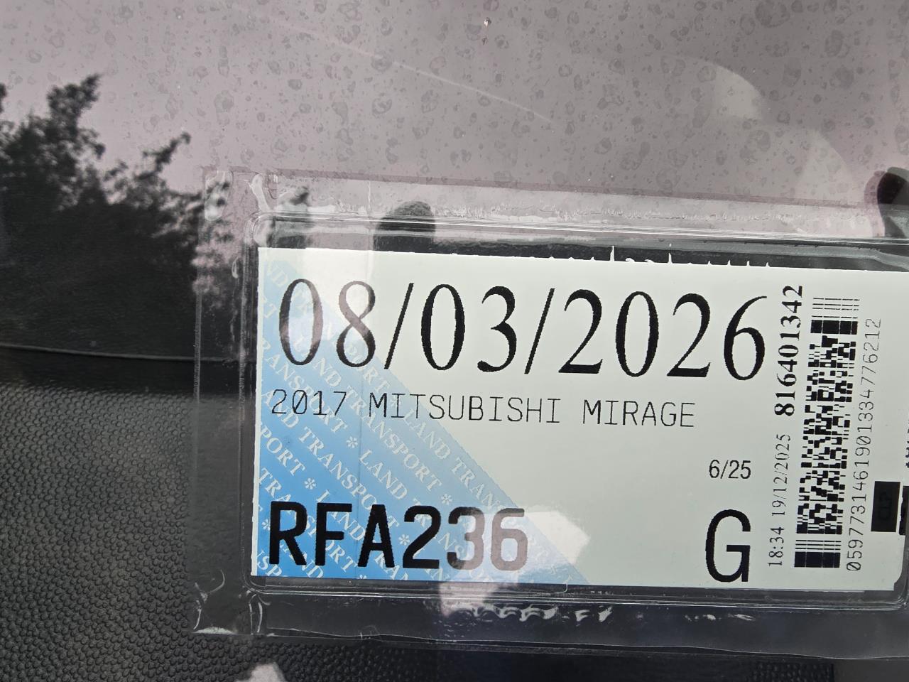 2017 MITSUBISHI MIRAGE